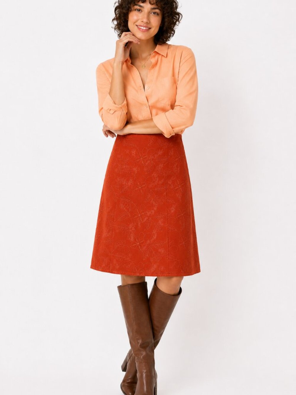 Harvest! Cynthia Steffe Embroidered Cotton A-Line Skirt  - Sz 6